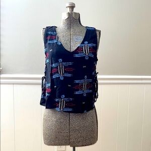 NWT Women's Sleeveless Top - Black with Pattern